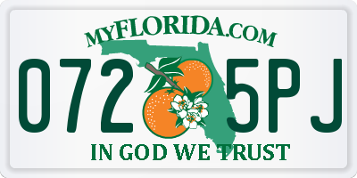 FL license plate 0725PJ