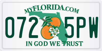 FL license plate 0725PW