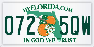 FL license plate 0725QW