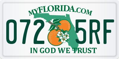 FL license plate 0725RF