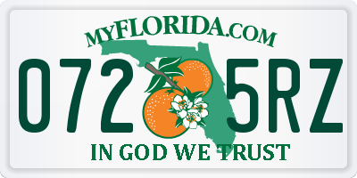 FL license plate 0725RZ