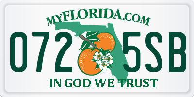 FL license plate 0725SB
