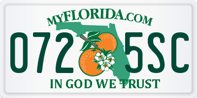FL license plate 0725SC