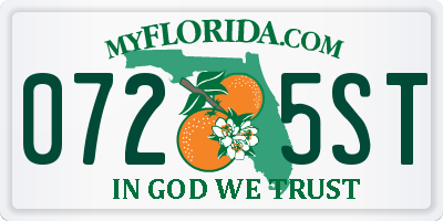 FL license plate 0725ST
