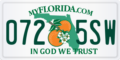FL license plate 0725SW