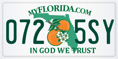 FL license plate 0725SY