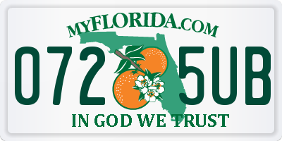 FL license plate 0725UB