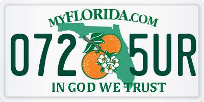 FL license plate 0725UR