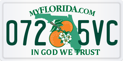 FL license plate 0725VC