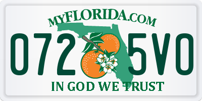 FL license plate 0725VO