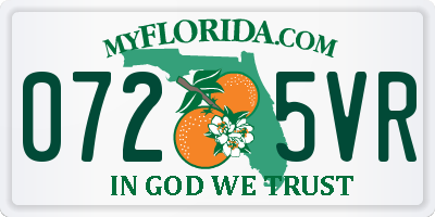 FL license plate 0725VR