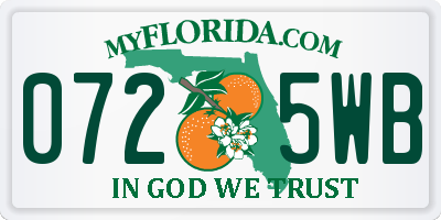 FL license plate 0725WB