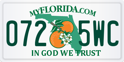 FL license plate 0725WC