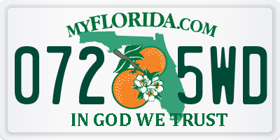 FL license plate 0725WD