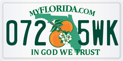 FL license plate 0725WK