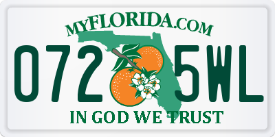 FL license plate 0725WL