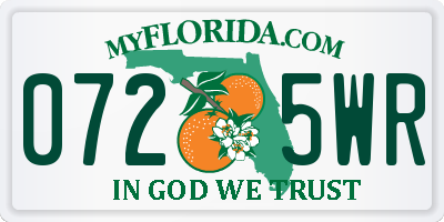 FL license plate 0725WR