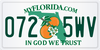 FL license plate 0725WV