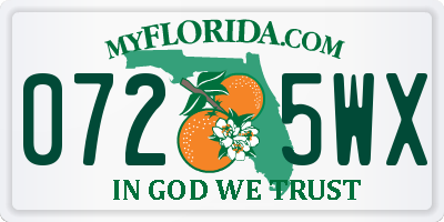 FL license plate 0725WX