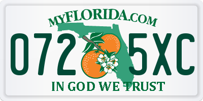 FL license plate 0725XC