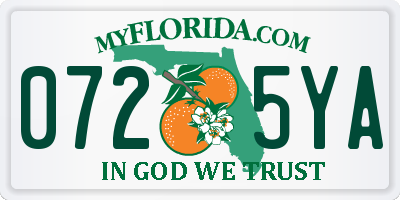 FL license plate 0725YA