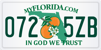 FL license plate 0725ZB