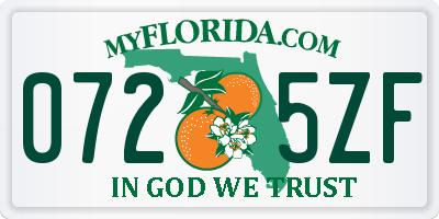 FL license plate 0725ZF