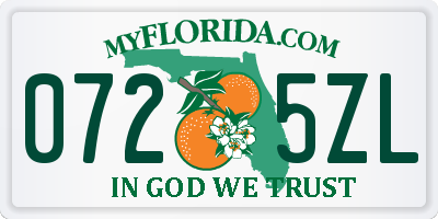 FL license plate 0725ZL