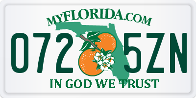 FL license plate 0725ZN