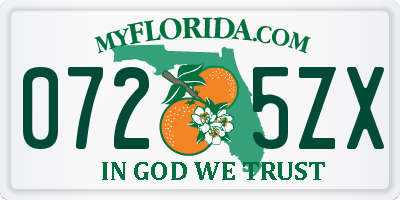 FL license plate 0725ZX