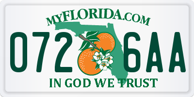 FL license plate 0726AA