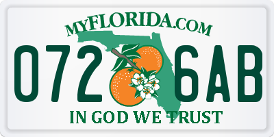 FL license plate 0726AB