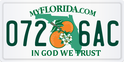 FL license plate 0726AC