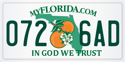 FL license plate 0726AD