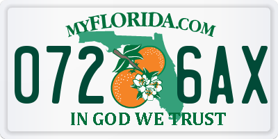 FL license plate 0726AX