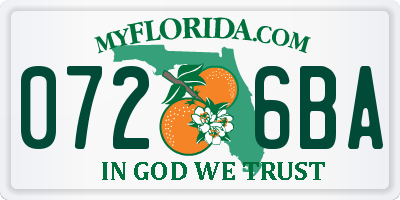 FL license plate 0726BA