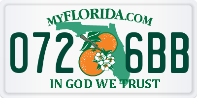 FL license plate 0726BB