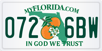 FL license plate 0726BW