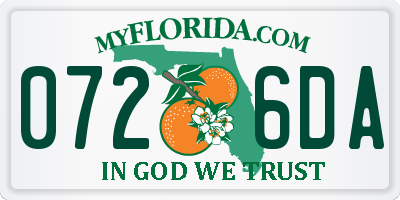 FL license plate 0726DA