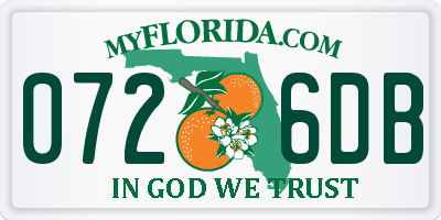 FL license plate 0726DB