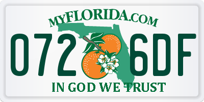 FL license plate 0726DF