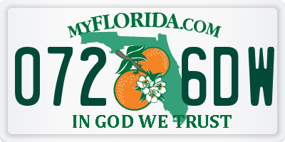 FL license plate 0726DW