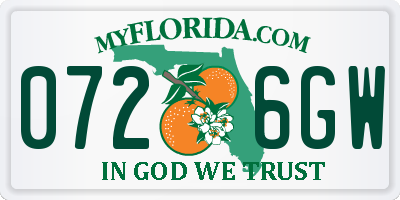 FL license plate 0726GW
