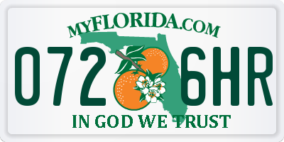 FL license plate 0726HR