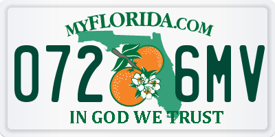 FL license plate 0726MV