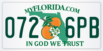 FL license plate 0726PB