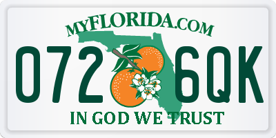 FL license plate 0726QK
