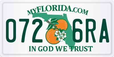 FL license plate 0726RA