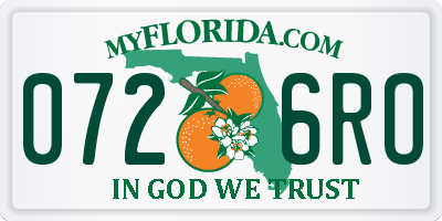 FL license plate 0726RO