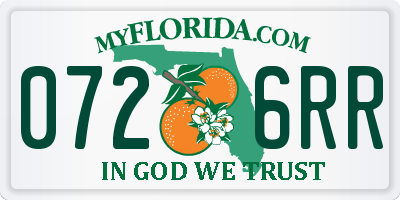 FL license plate 0726RR